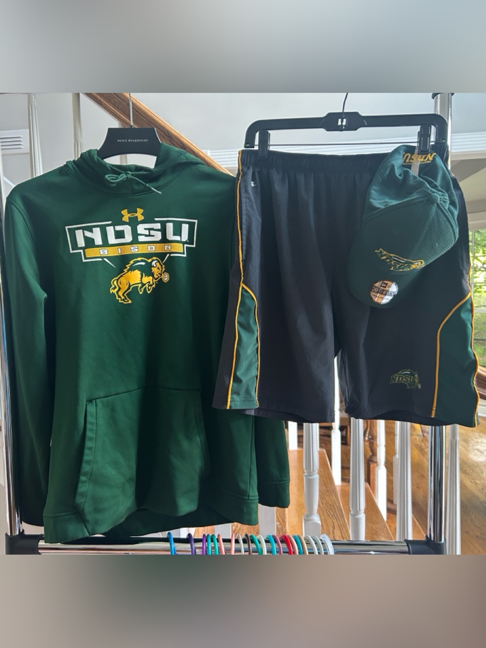 New Era NDSU North Dakota State University Bison Hoodie Shorts (used) Hat (NWT)